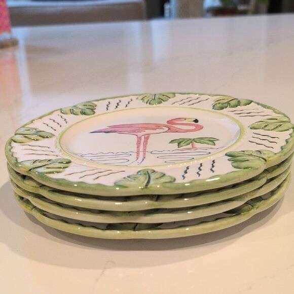 Vintage Mariposa 8.5" Flamingo Plates Hand Painted by Jilly Walsh Made In Italy - Picture 8 of 12